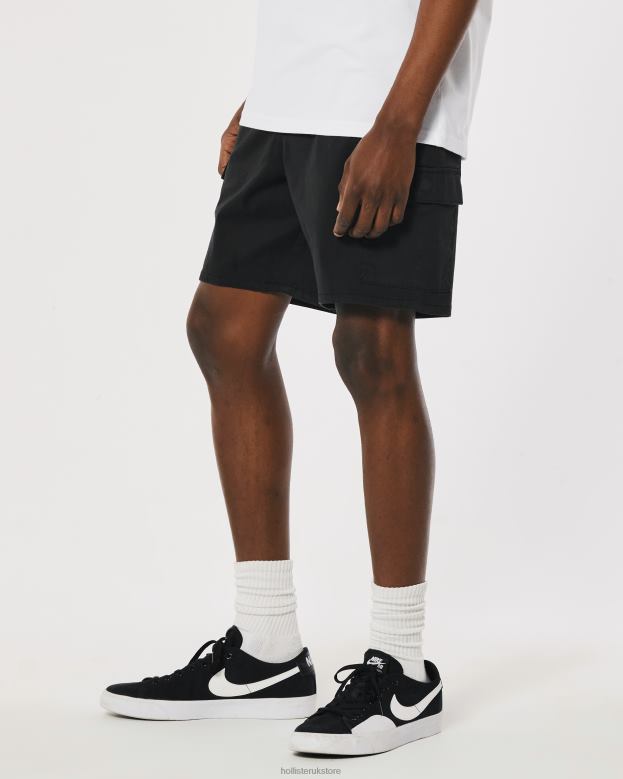 Bottoms Hollister Men Twill Cargo Jogger Shorts 7\\ 488201105 Black